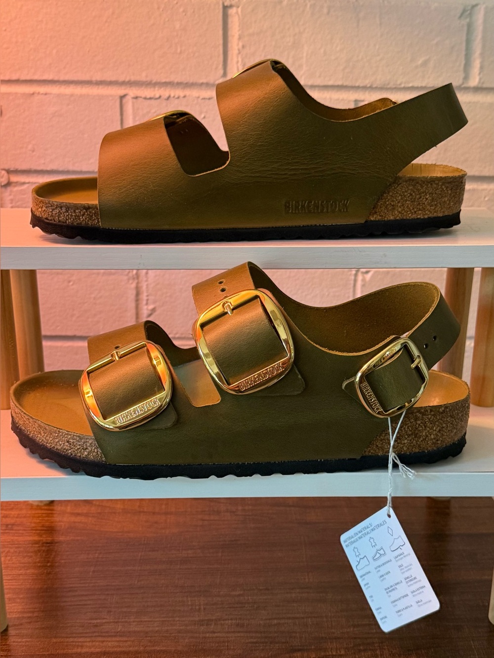 NWT Birkenstock Milano Big Buckle Olive Leather Sandals Size 10